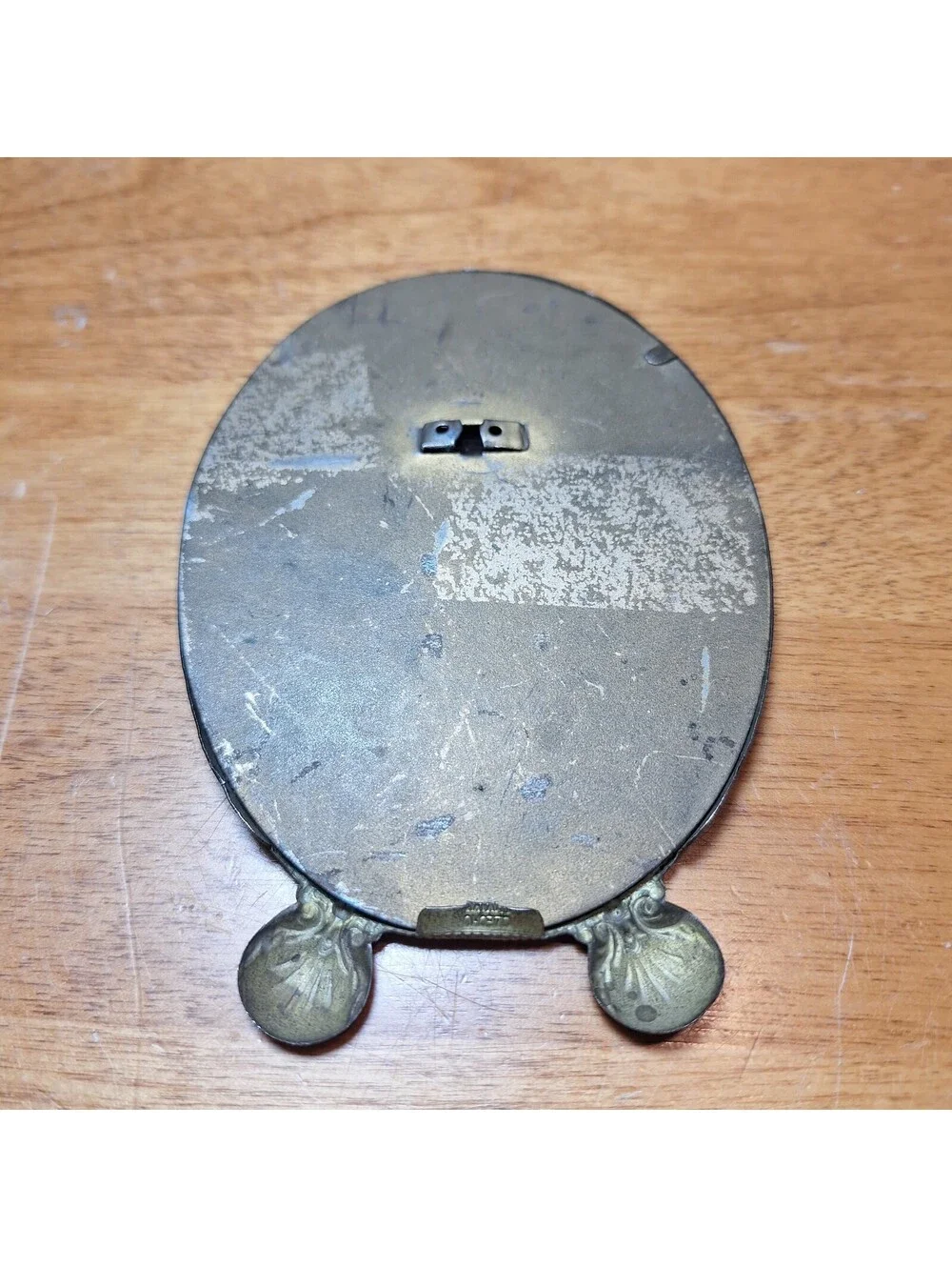 Antique Early  CZECHOSLOVAKIA Tin Silver-Tone Oval Photo Picture Frame Pressed